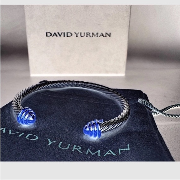 David Yurman Silver Cable Bracelet Rotateing Cuff - Picture 3 of 7